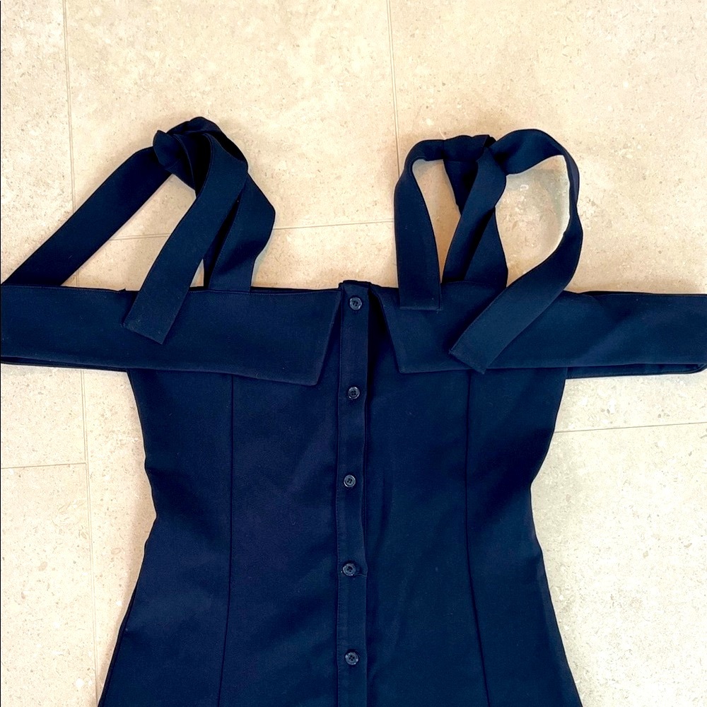 Pixie Market Navy Button-Down Mini Dress - image 3